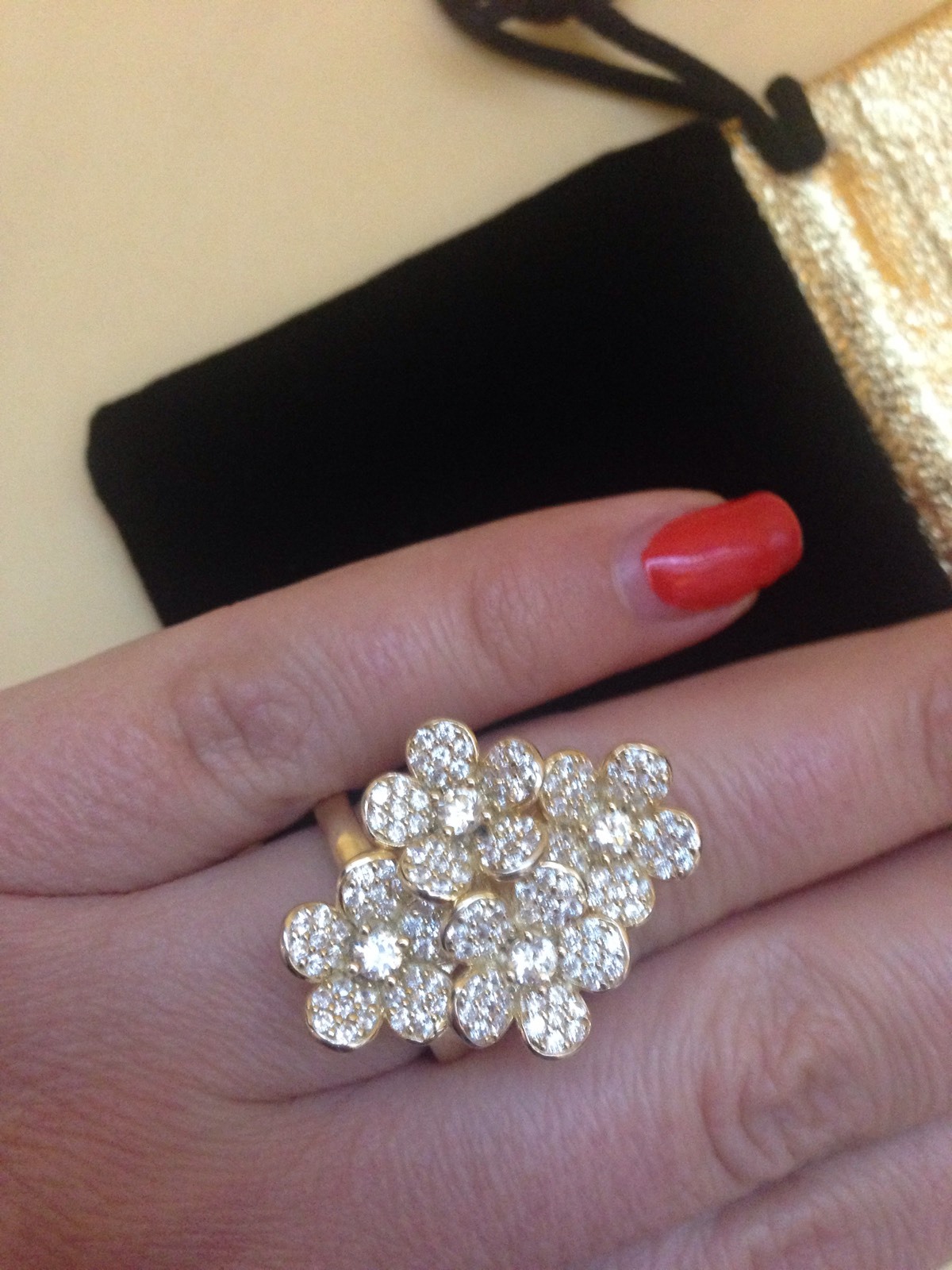 $595 Cubic Zerconia Yellow Flowers Pendant/Ring by Maya Caroleena