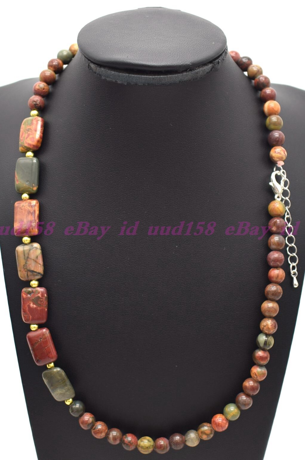 AAA Natural 6mm Multi-color Picasso Jasper Round Gemstone Beads Necklace 18″