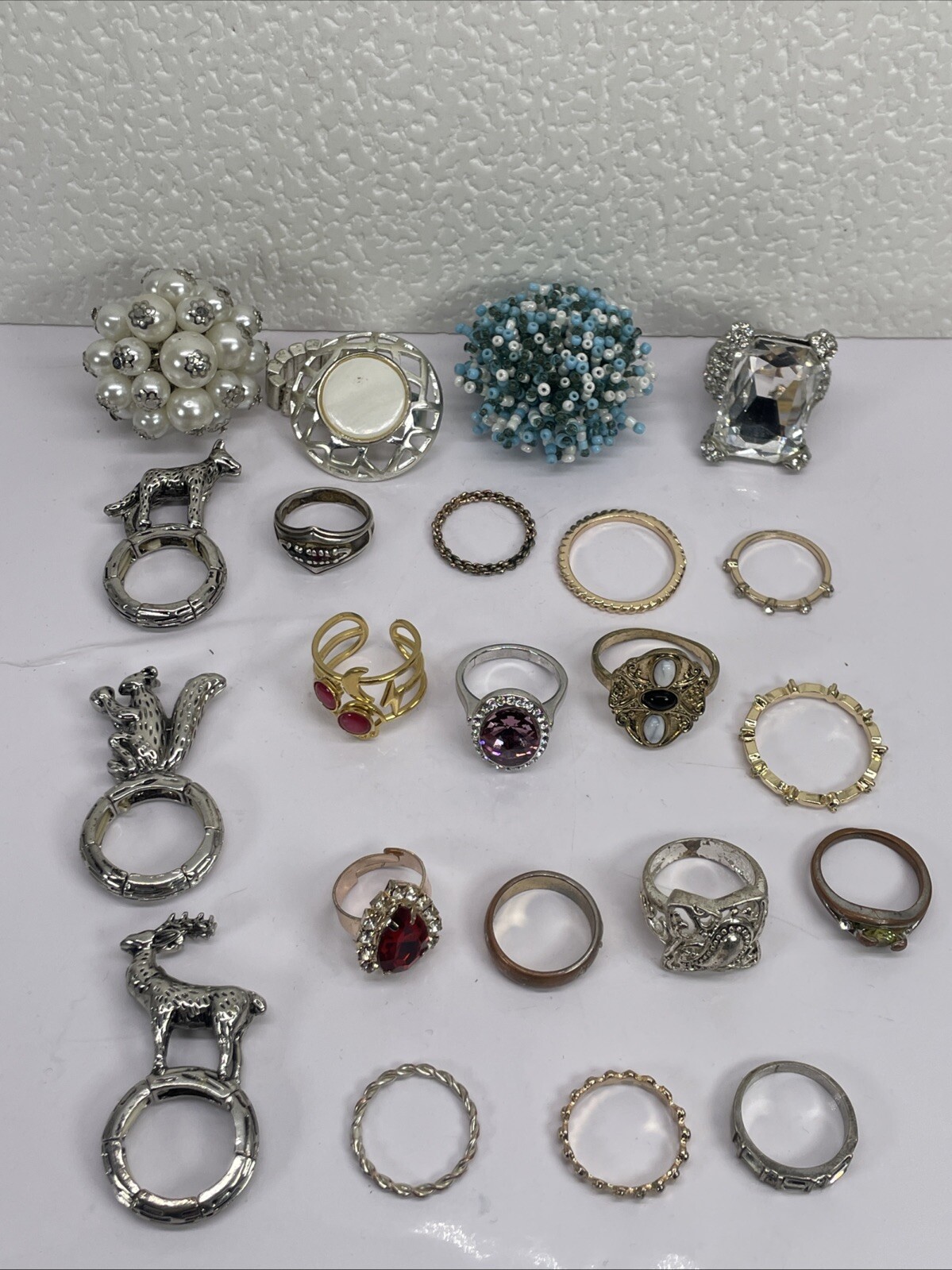 Lot of 20 Rings Jewelry Mix Lot Assorted Shapes Colors Assorted Sizes & Colors