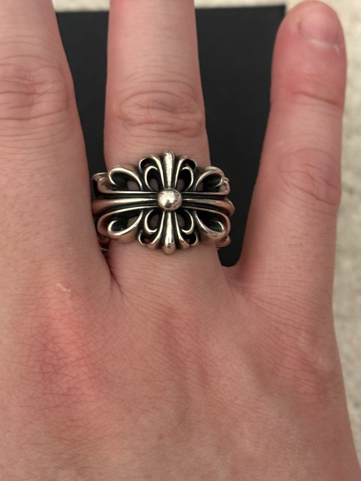 Chrome Hearts Double Floral Ring 925 Sterling Silver Pre-owned Size 10