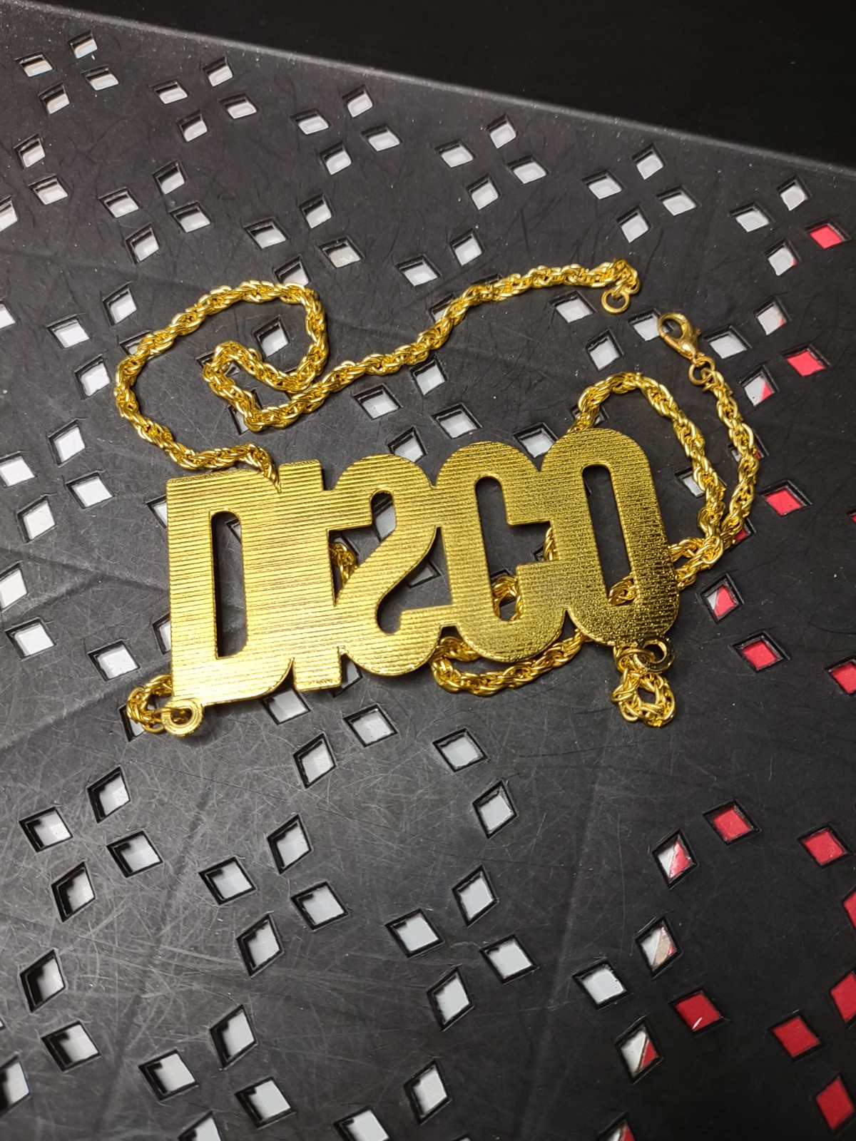 27 Inch Gold Tone Disco Necklace