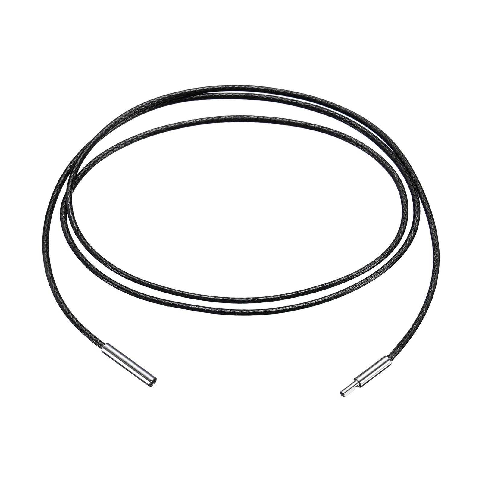 1mm Black Leather Necklace Cord, Braided Wax Rope Chain(Length 24 Inch)