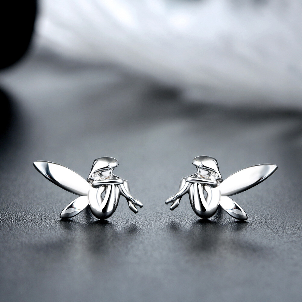 Fairy Winged Angel Sterling Silver Stud Earringgs for Women Ginger Lyne Colle…