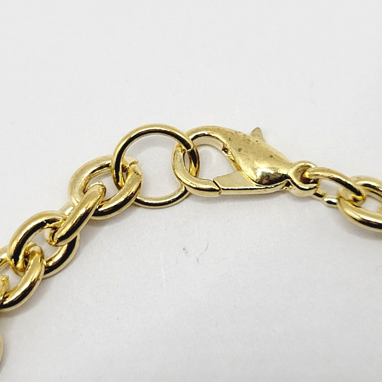 Gold Tone Bezel White Faceted Acrylic & Metal Link Professional Necklace 18 In