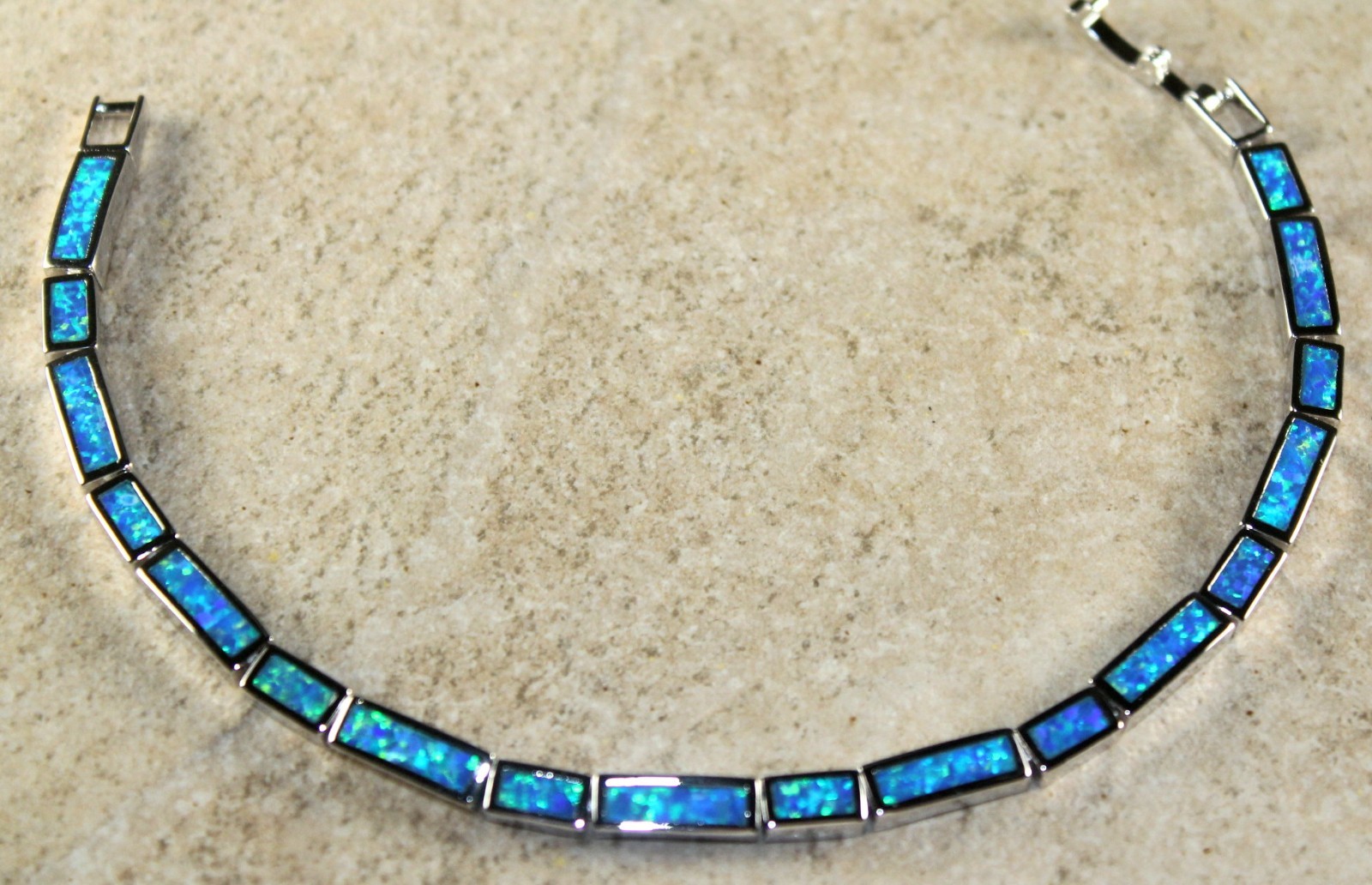 Silver Elegant Blue Fire Opal Bracelet