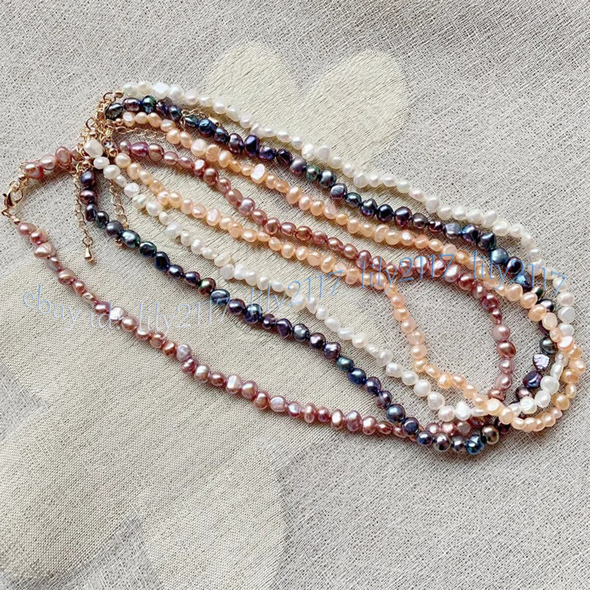 Small 4-5mm Genuine Natural Multicolor Freshwater Baroque Pearl Necklace 14-48”