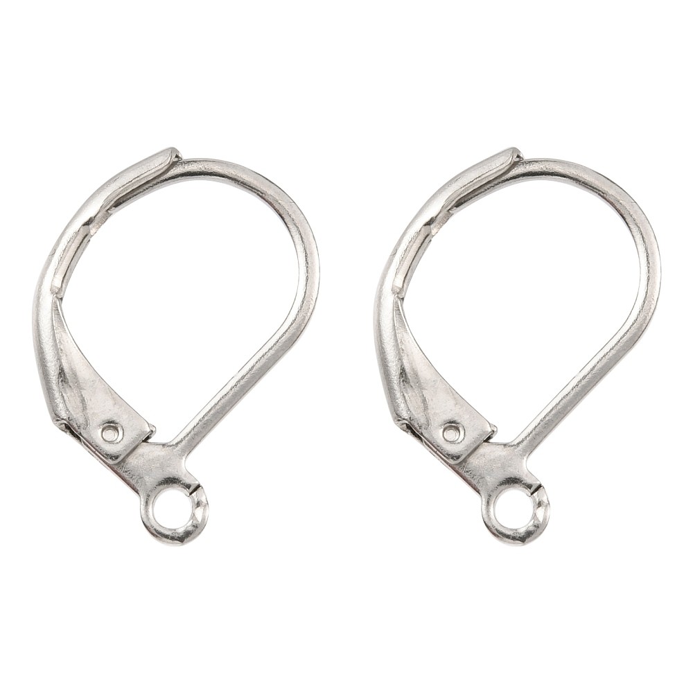 100x French Earrings Hoop Stainless Steel Leverback Earring Finding Blank Silver