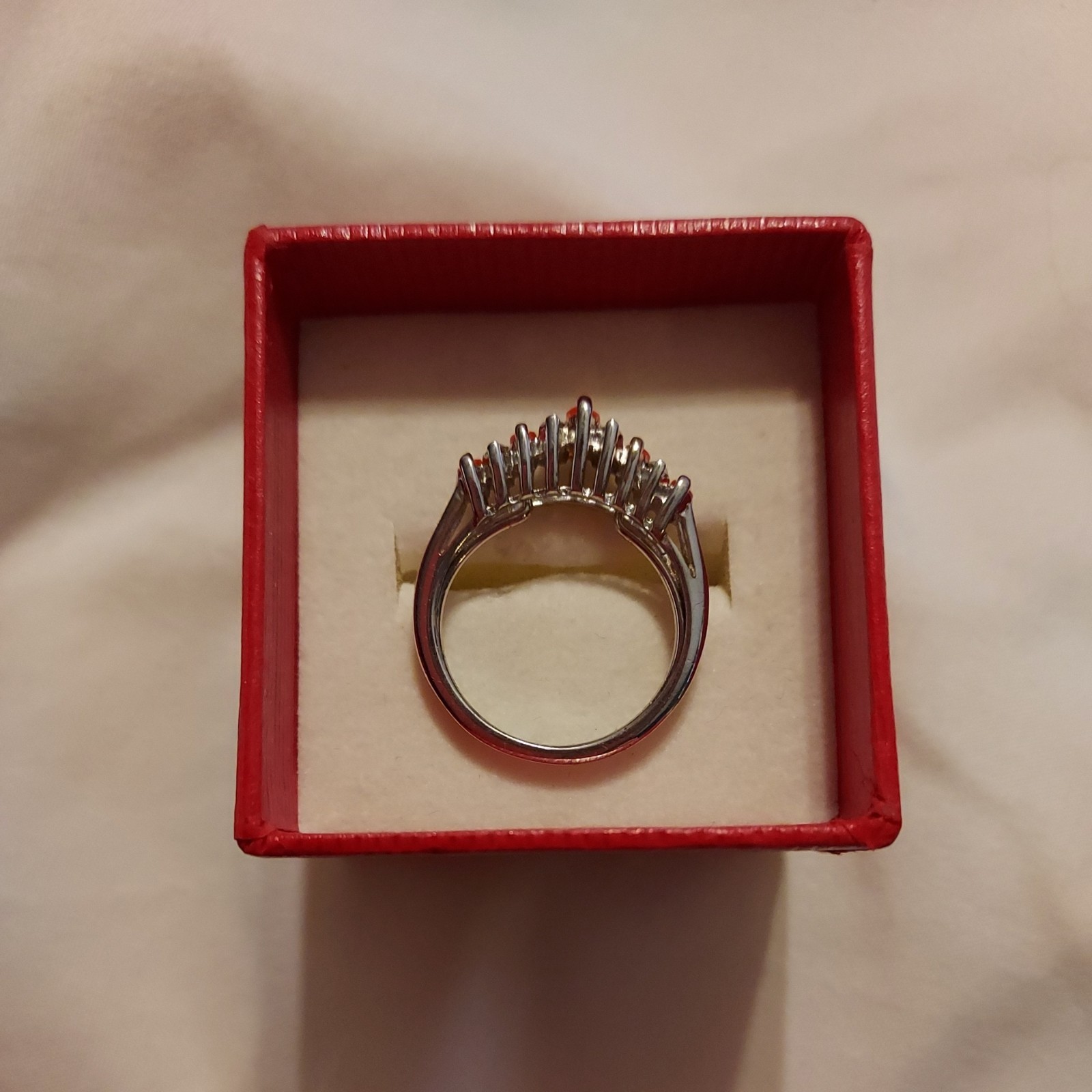 Avon Multi Marquise Birthstone July Ring Silver Tone Nib