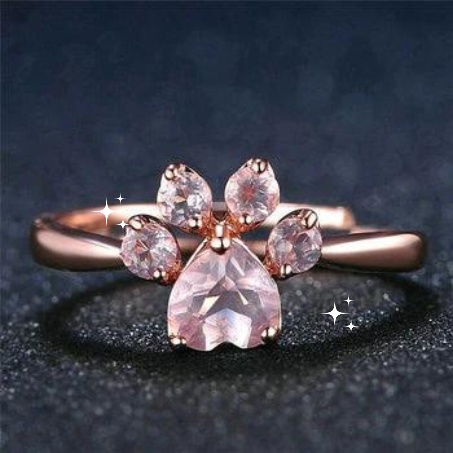 Maya’s Grace Adjustable Crystal Zircon Paw Print Ring for Women
