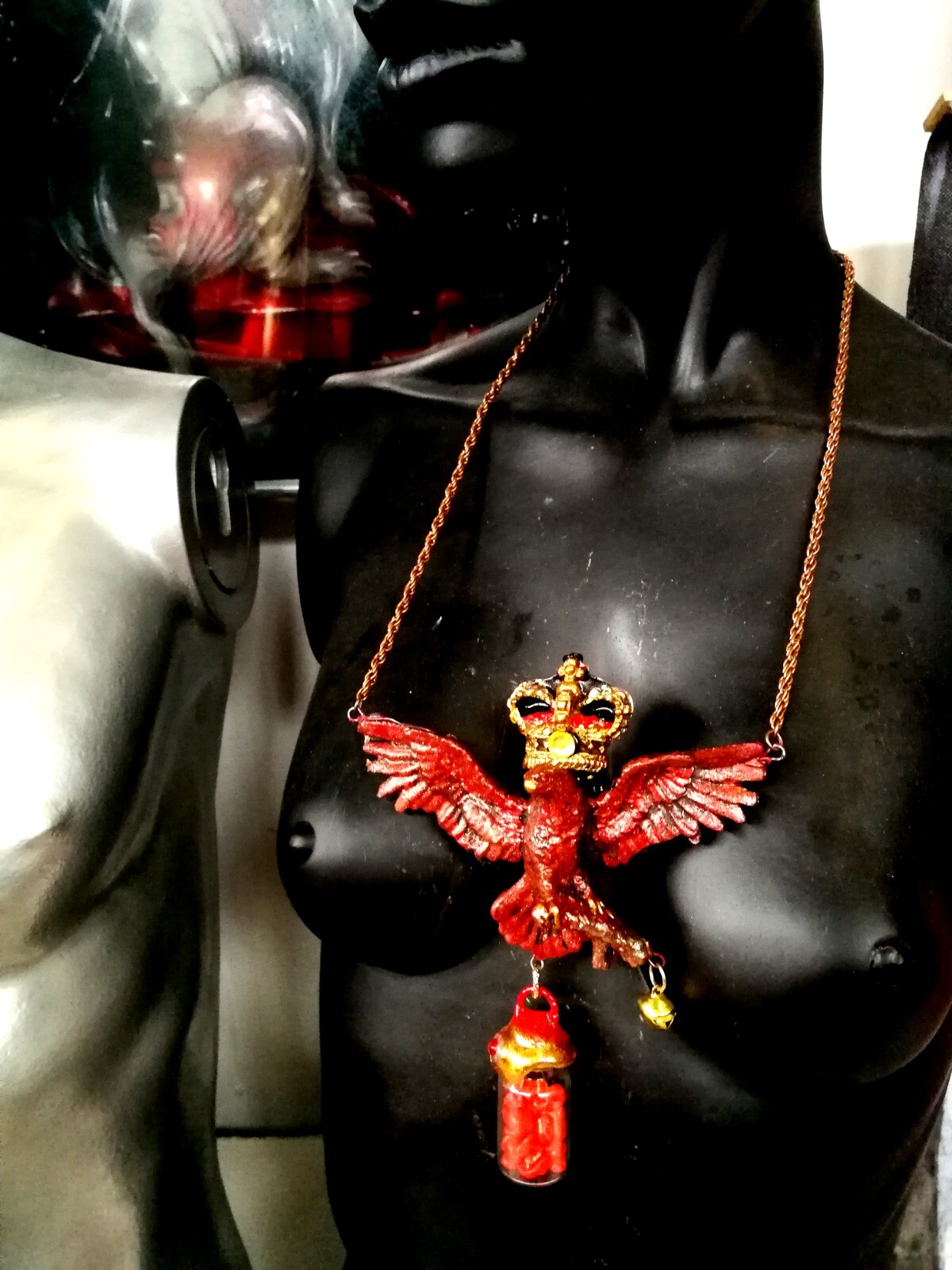 magic talisman golden eagle necklace pendant amulet powerful symbol royal crown