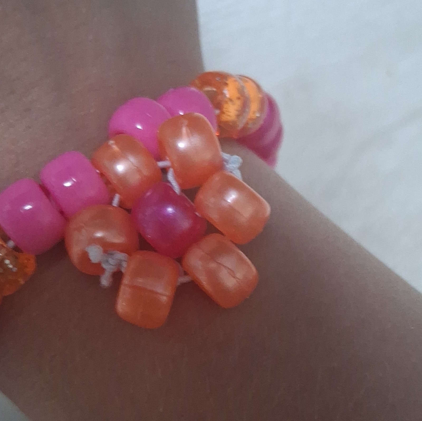 pink and orange flower kandi single bracelet