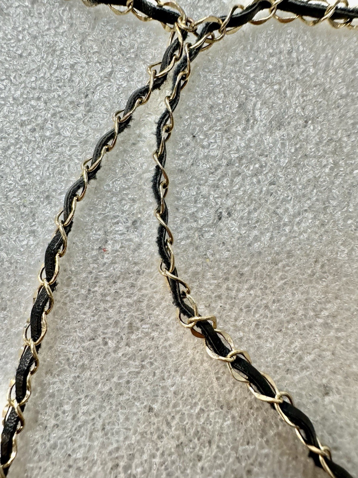 BCBGeneration Golden W Black Suede Woven 26” Tassle Necklace
