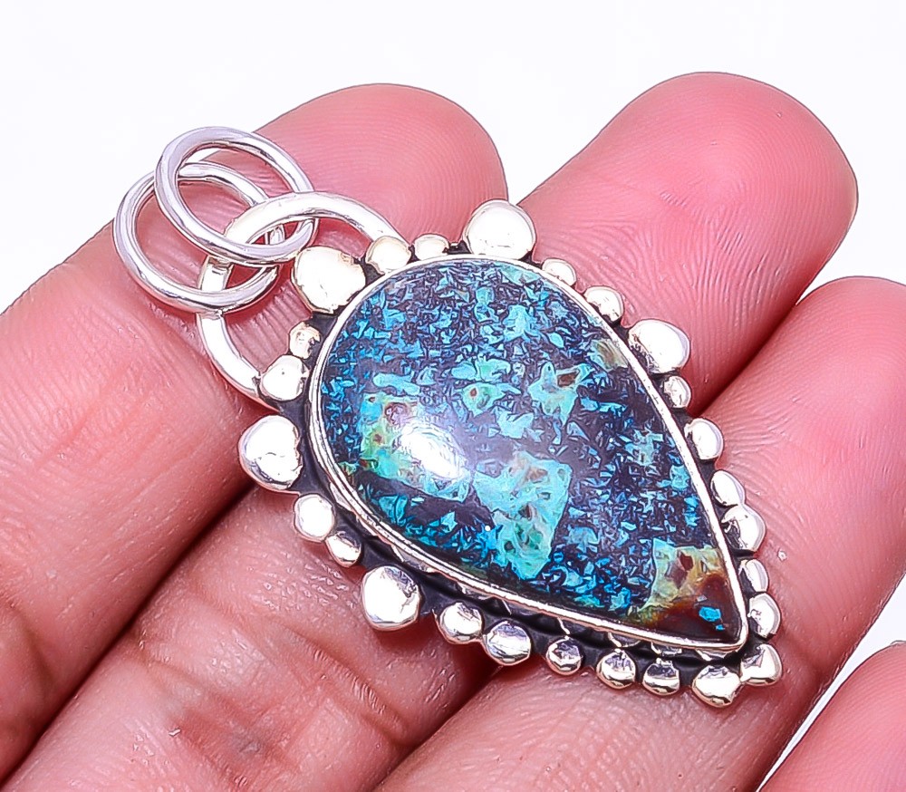 Shattuckite – Arizona Designer Handmade 925 Sterling Silver Pendant 1.76″ P47