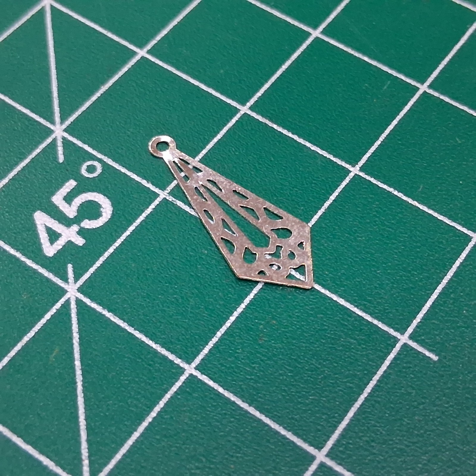 Vintage Polished Stamped Stainless Steel Neck Tie Shaped Teardrop Design Charm