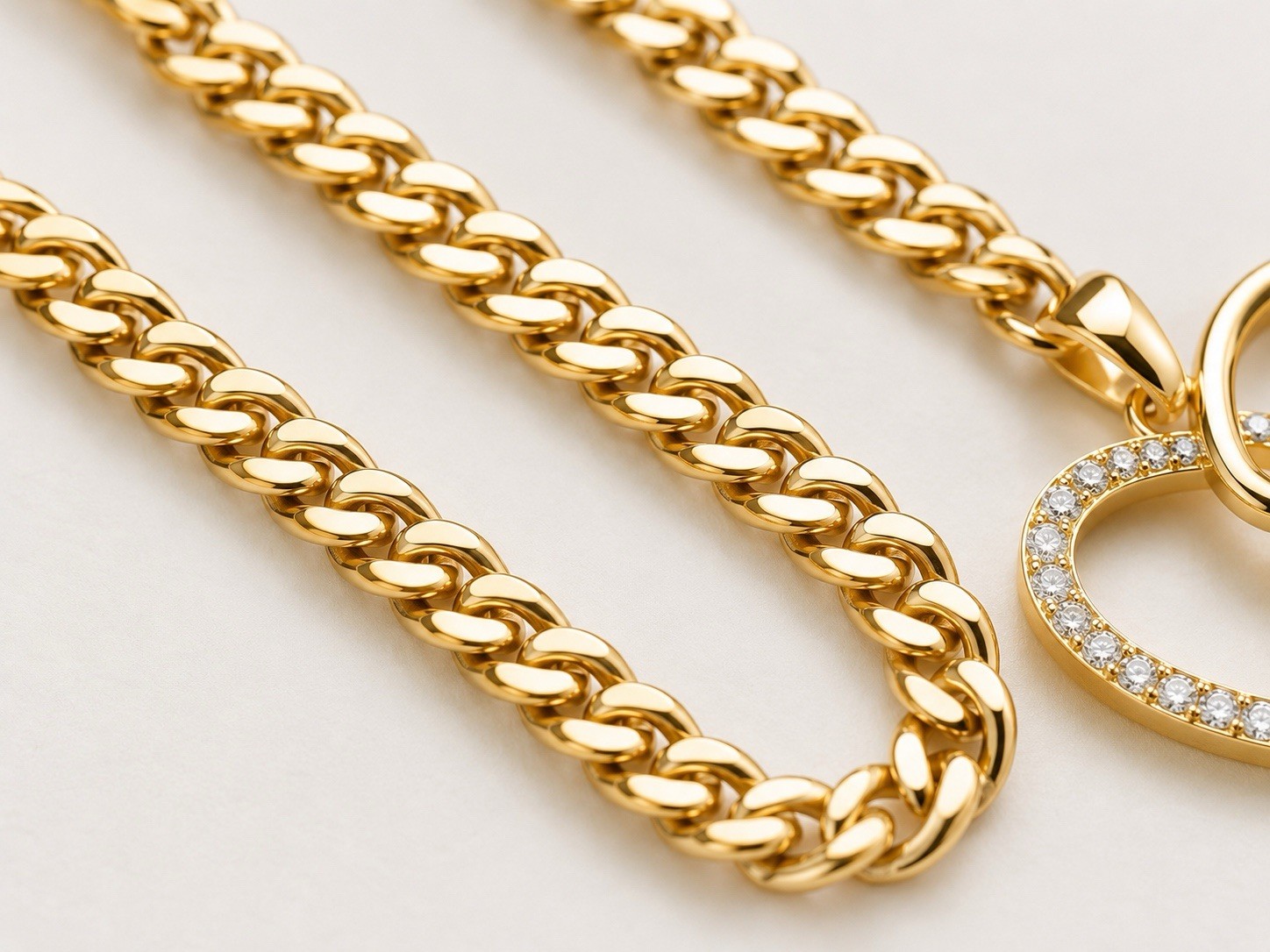 14K Gold Filled Floral Pendant Necklace CZ Cuban Link Chain Gift For Her