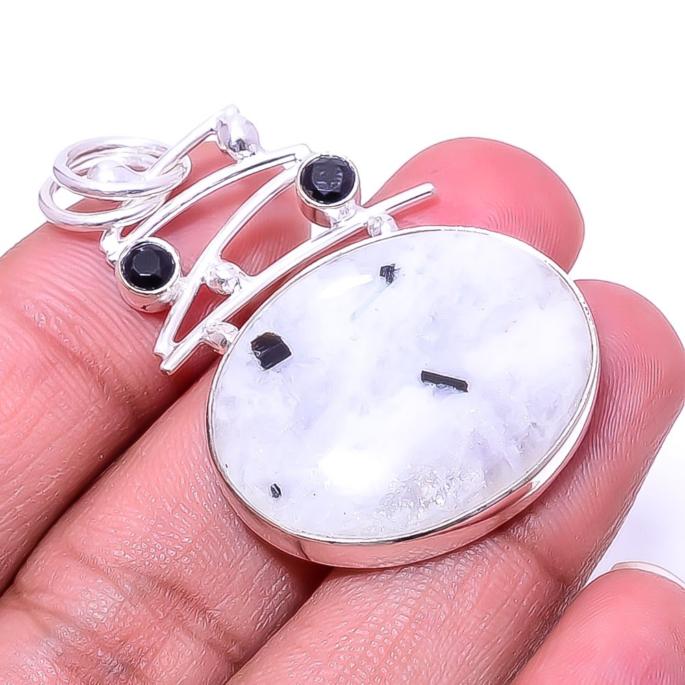 Rainbow Moonstone 925 Sterling Silver Pendant 1.76″, Christmas Gift P21131