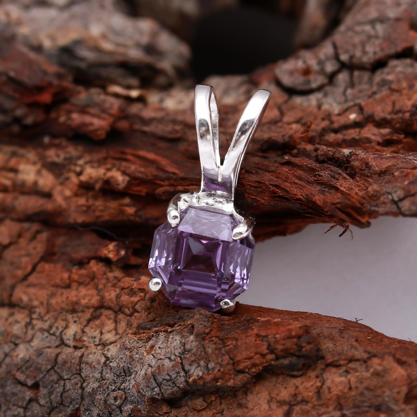 Color Changing Alexandrite Octagon Pendant 925 Sterling Silver Jewelry For Her