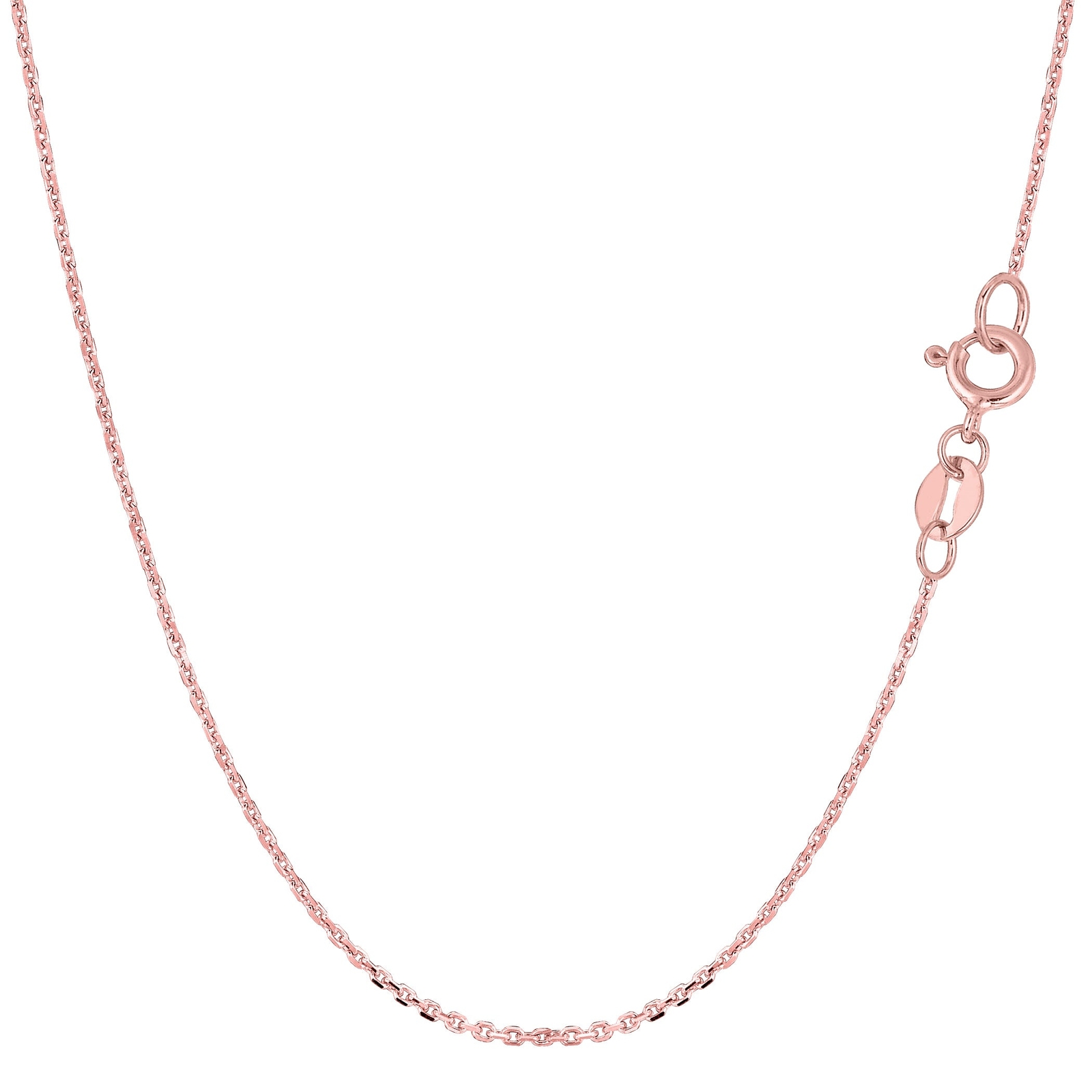 14k Rose Solid Real Gold Cable Link Chain Necklace, 1.1mm, 16″