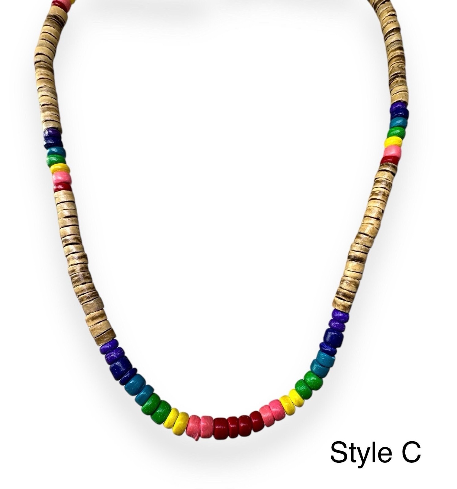 Handmade Rainbow Wooden Beaded Necklace LGBT Pride Unisex Beach Jewelry