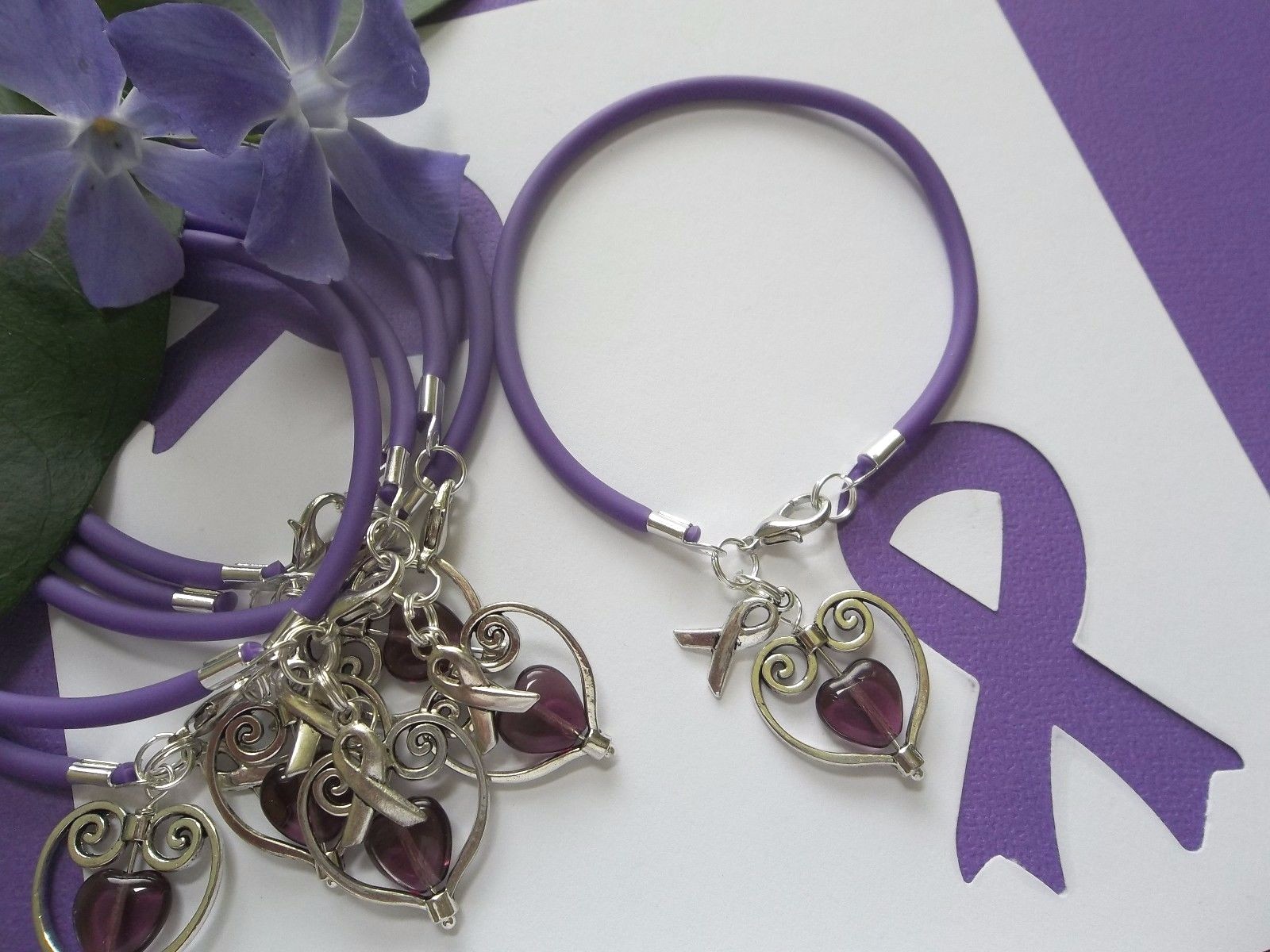 PANCREATIC AND ALL CANCER AWARENESS ‘SUPPORT WITH LOVE’ BRACELETS – 6 COUNT