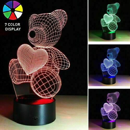 LED Light Gift Fit Her Girlfriend Wife Woman Mom Love Teddy Bear Decor & ❤️Heart
