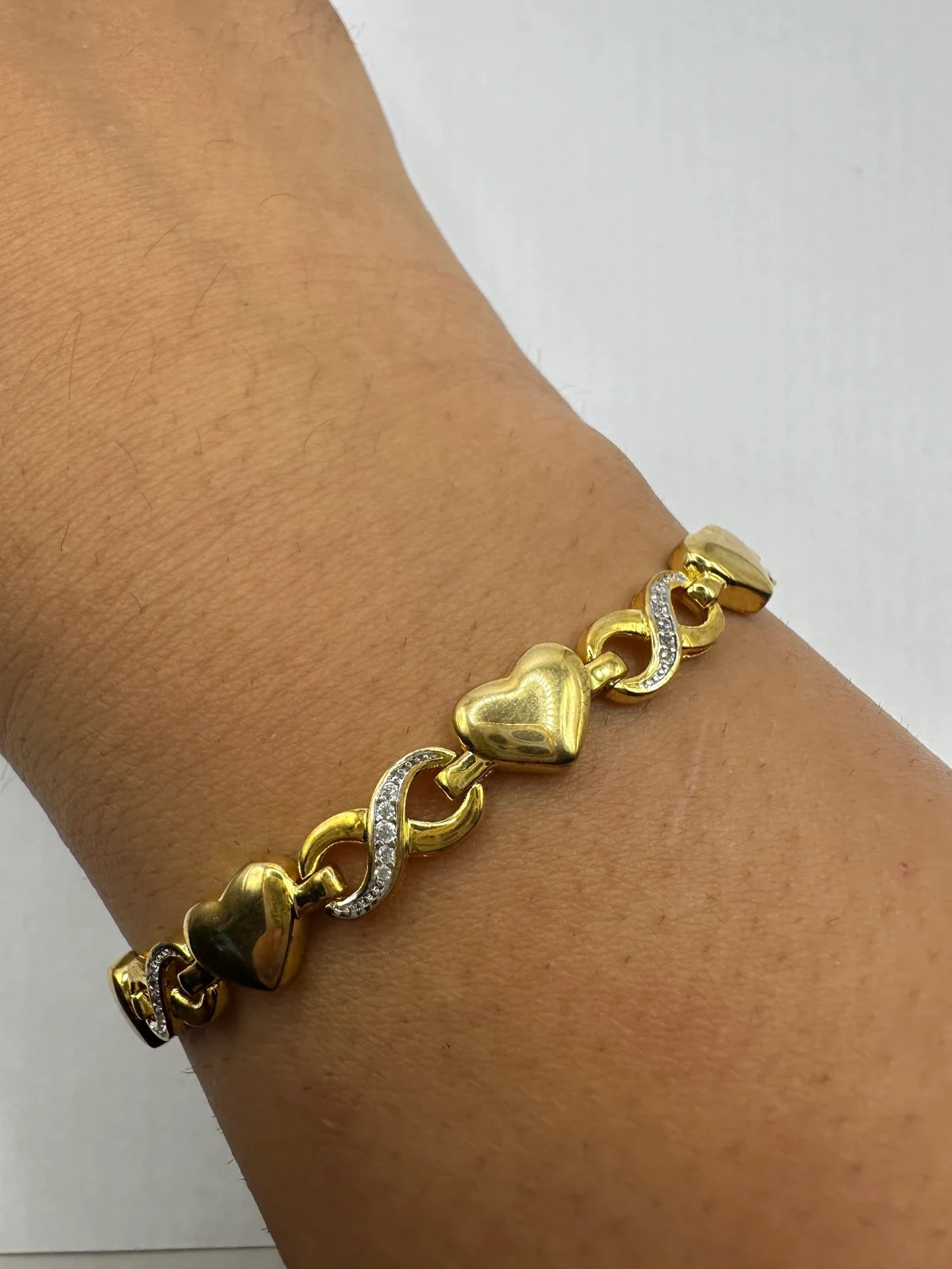 5Ct Round Simulated Diamond InfinityHeart Tennis Bracelet 14k Yellow Gold Plated
