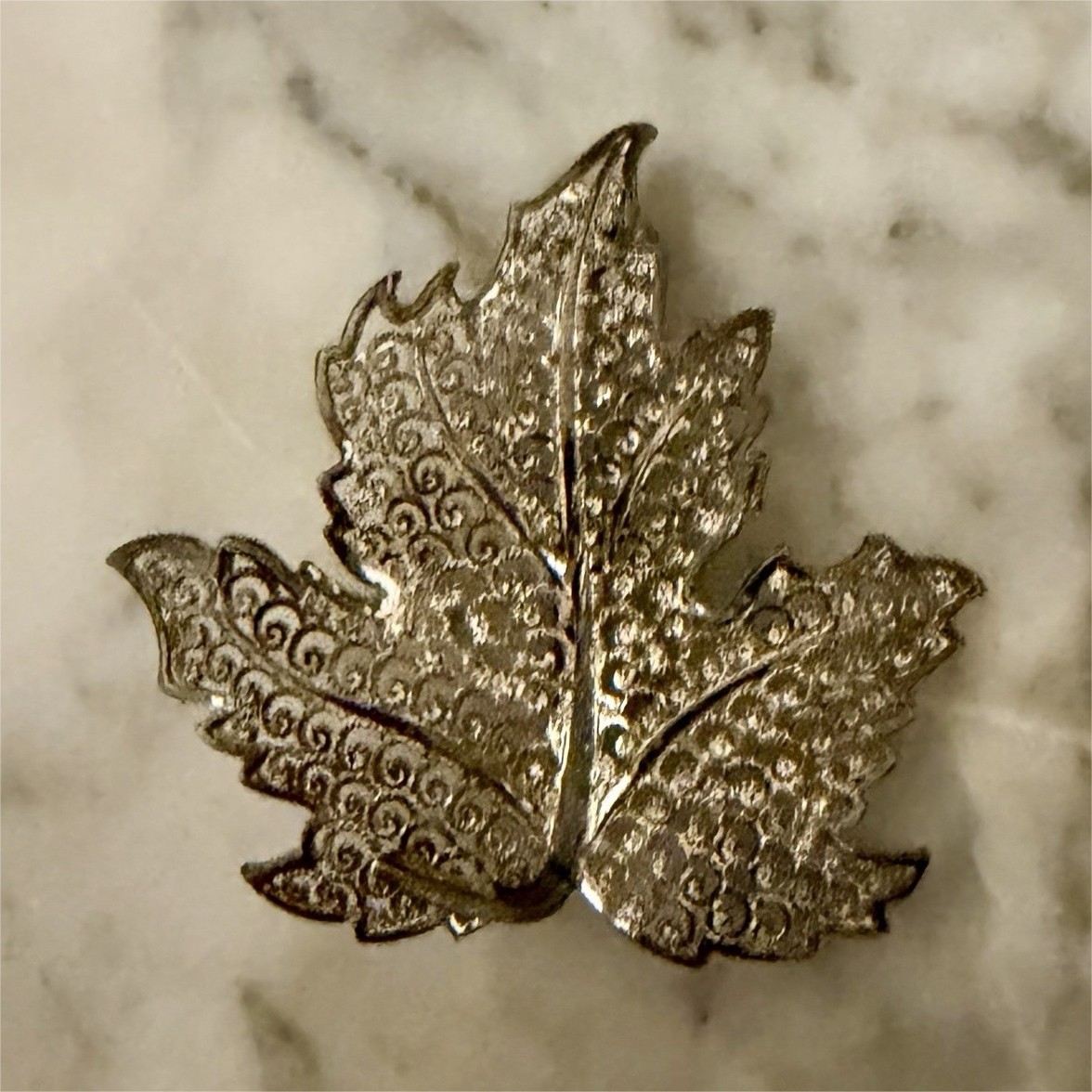 Signed 925 Sterling Silver Leaf Brooch Pin Made in Germany Silver Tone