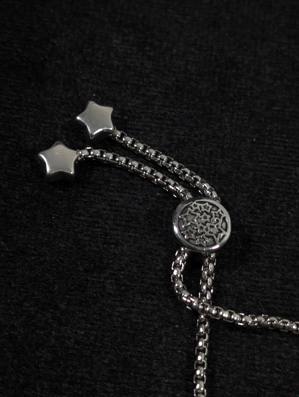 Silver Tone I Love You More Than Stars ID Bar Adjustable Chain Bracelet