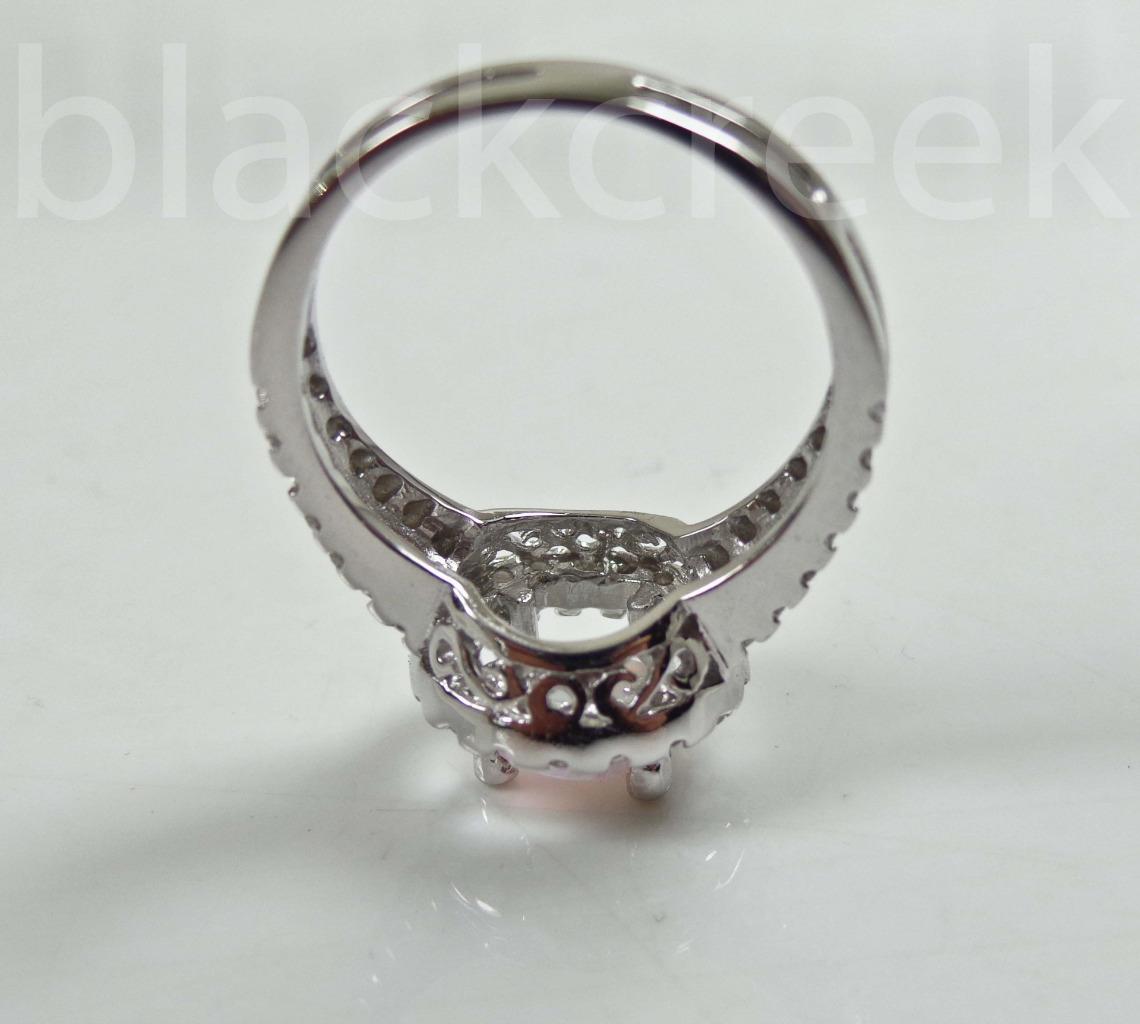 925 Sterling Silver Round White Fire Opal Micro Pave Ring size 4/5/6/7/8/9/10