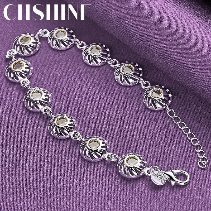 CHSHINE 925 Sterling Silver Round Zircon Bracelet For Women Charm Jewelry