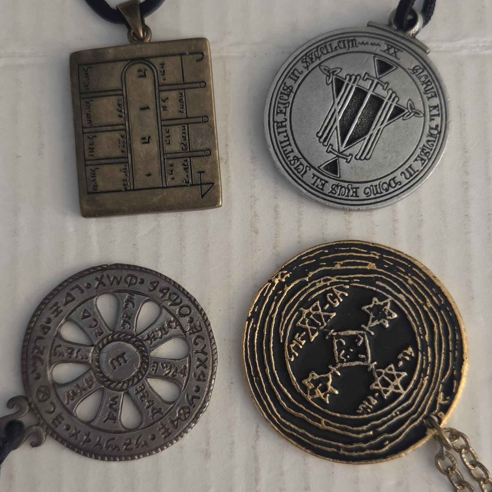 Lot of 4 Antique-Style Necklaces with Pendants/Talisman Sold AS SHOWN Lot.1E
