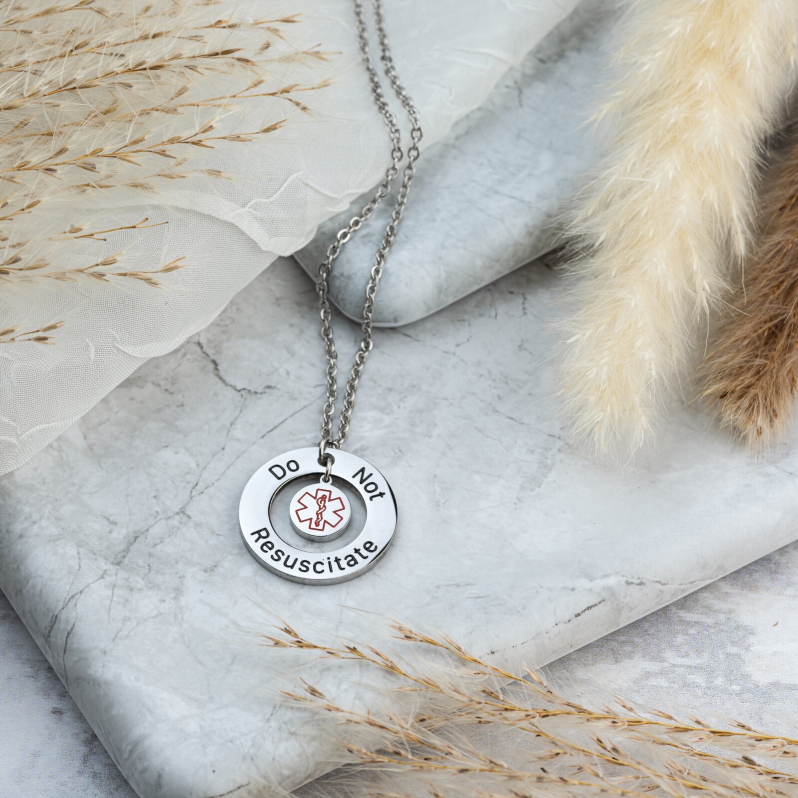 DNR Do Not Resuscitate Necklace Unisex Stainless Steel Medical Alert Pendant UK