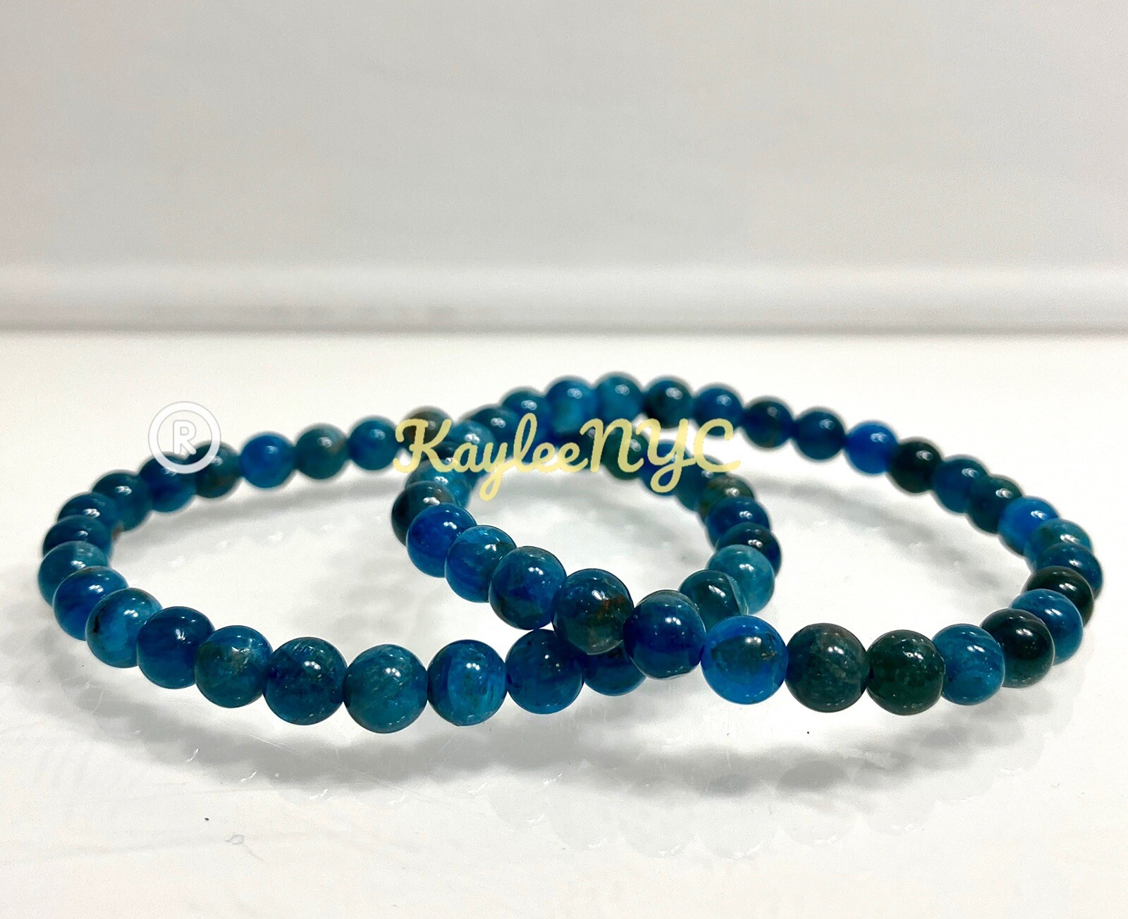 Wholesale Lot 6 Pcs Natural Apatite 6mm 7.5” Crystal Healing Stretch Bracelet