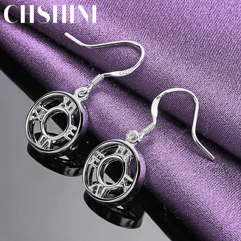 CHSHINE 925 Sterling Silver Round Roman Numerals Earrings Fashion Charm Jewelry
