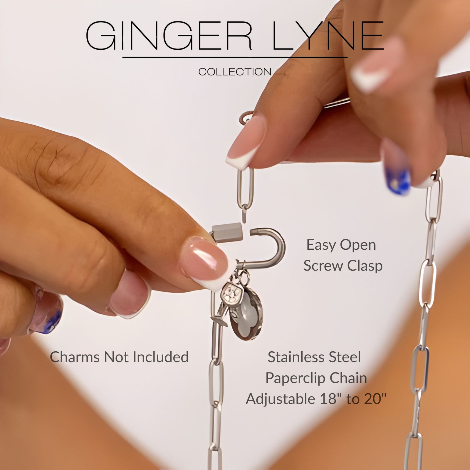 Carabiner Charm Holder Necklace for Women by Ginger Lyne 18KT Gold Plated Sta…