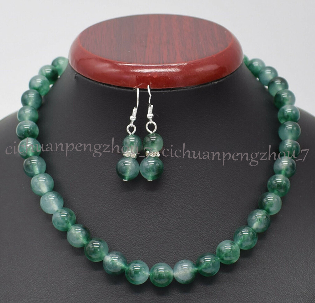 6/8/10/12mm Natural Multicolor Gemstone Round Beads Necklace Earrings Set 18”
