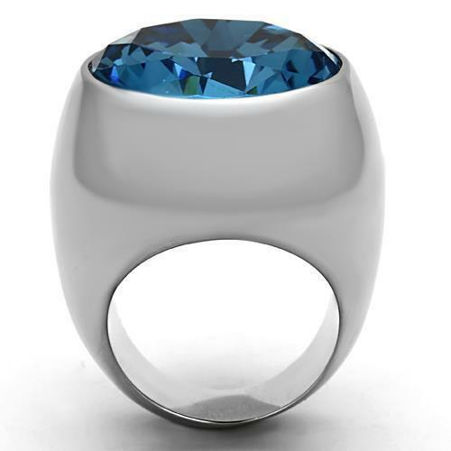 TK1367 – High polished (no plating) Stainless Steel Ring with Synthetic