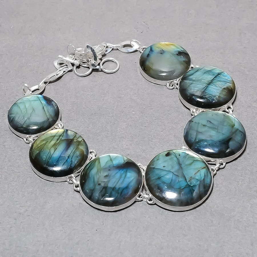 Blue Fire Labradorite Round Shape Gemstone Handmade Jewelry Necklace 18″ SR 2647