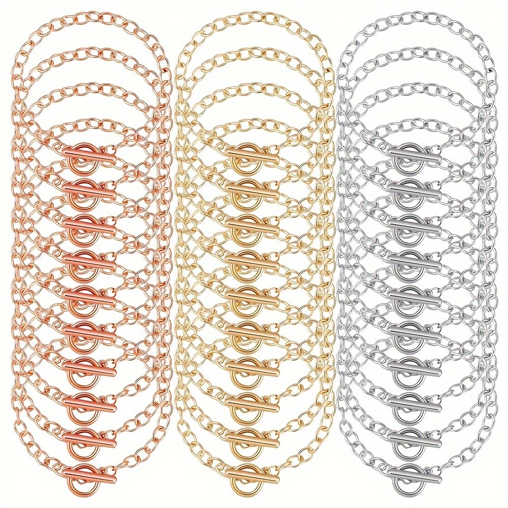 30Pcs Bracelet Chains with OT Toggle Clasp Bracelet Link Chains Jewelry Making