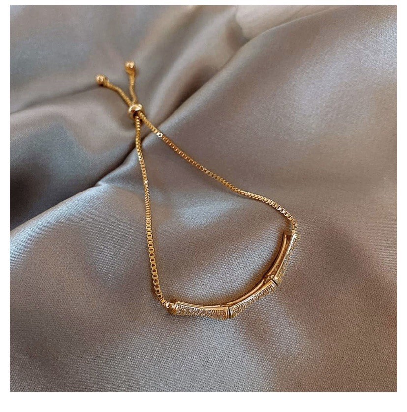 Bamboo Drawstring Zircon Bracelet Adjustable Jewelry Gift for Women With Box