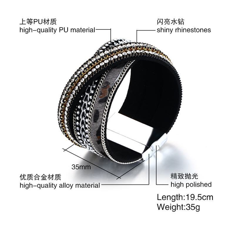 19.5cm Alloy PU Leather Magnet Clasp Band Bohemian Women’s Jewelry Brand New