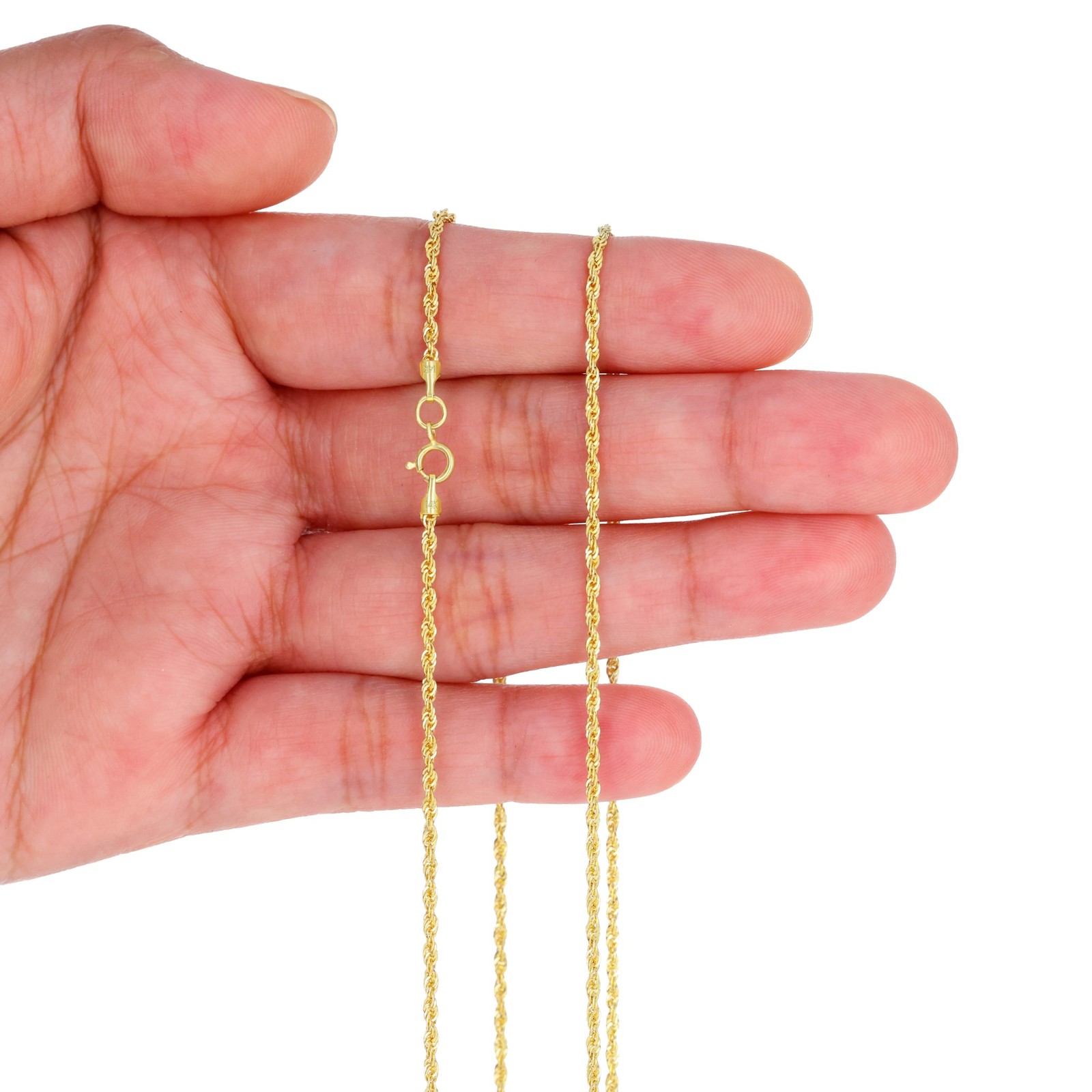 14K Yellow Gold 1mm-4mm Laser Diamond Cut Rope Chain Necklace Men Women 16″- 30″