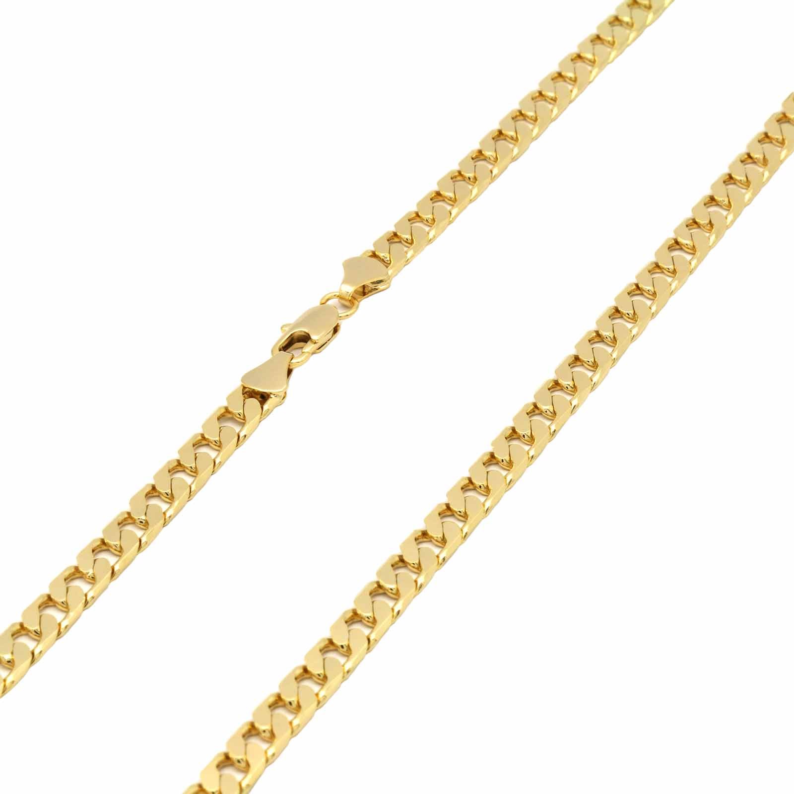 Mens 18k Gold Plated Virgin Guadalupe 5mm 24″Flat Cuban Necklace Chain (H)