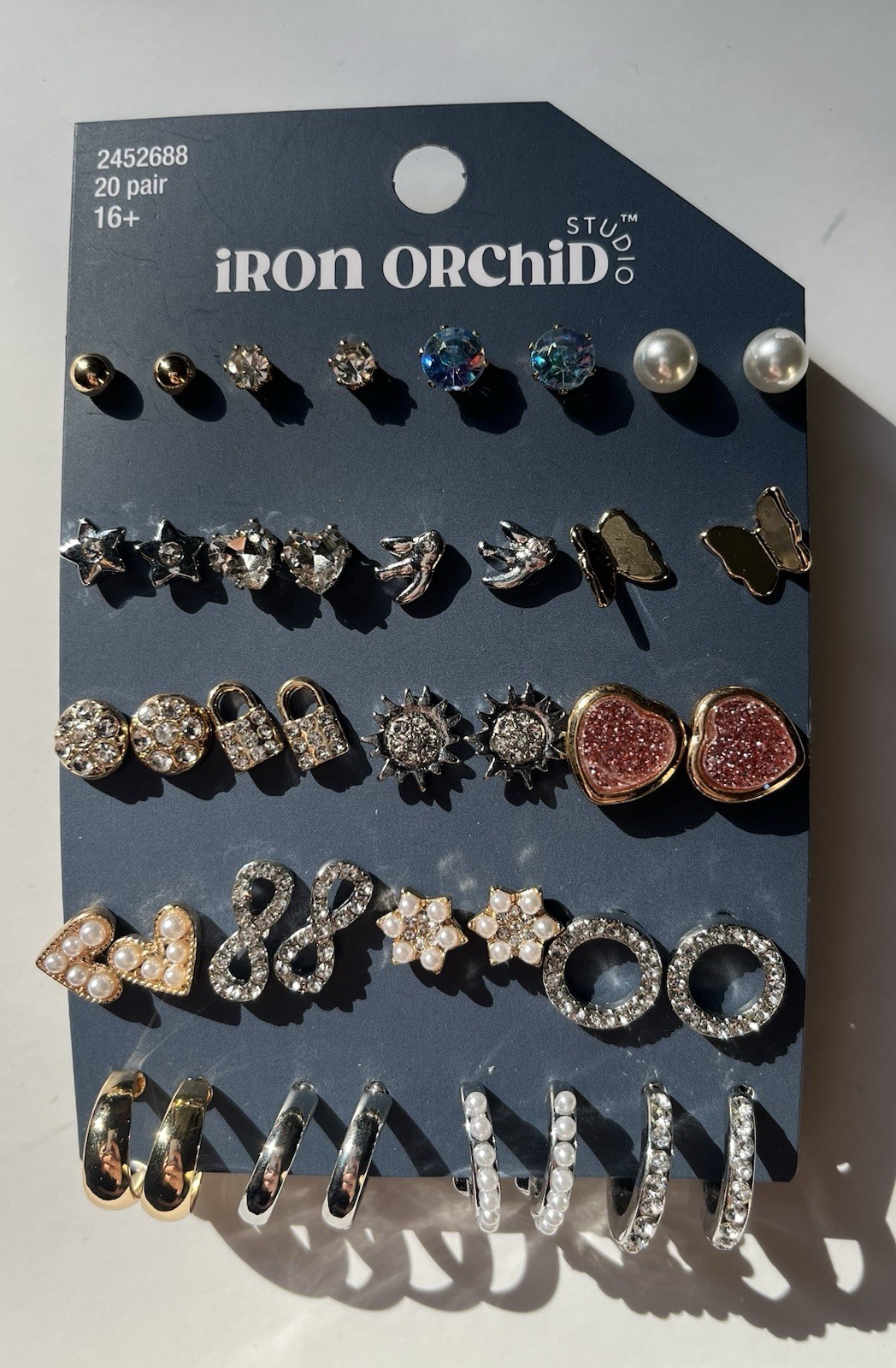 Iron Orchid Studio Simple & Shiny Post Earrings, Nickel Free, 20 Pair Packet