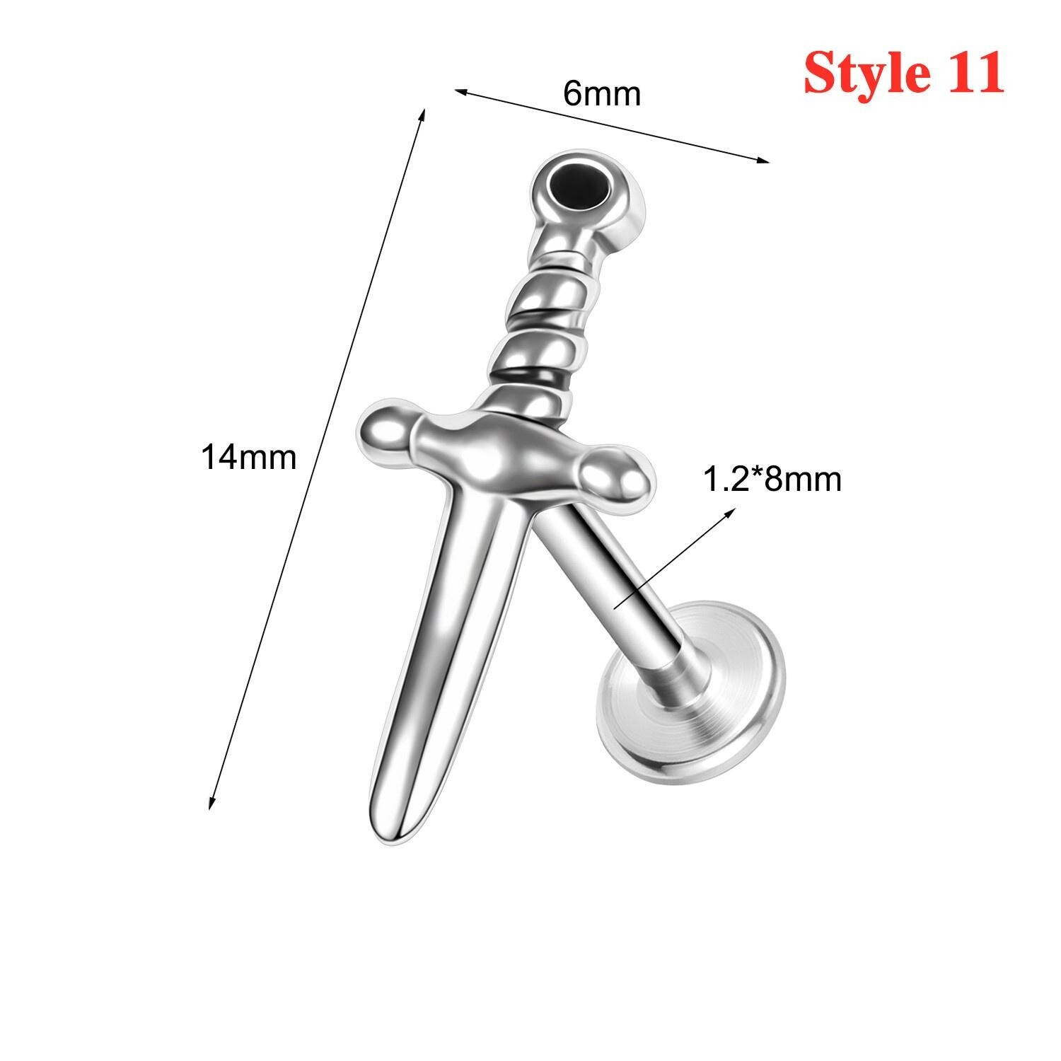 16G Stainless Steel Lip Ring Punk Skull Labret Piercing Helix Piercing Jewelry