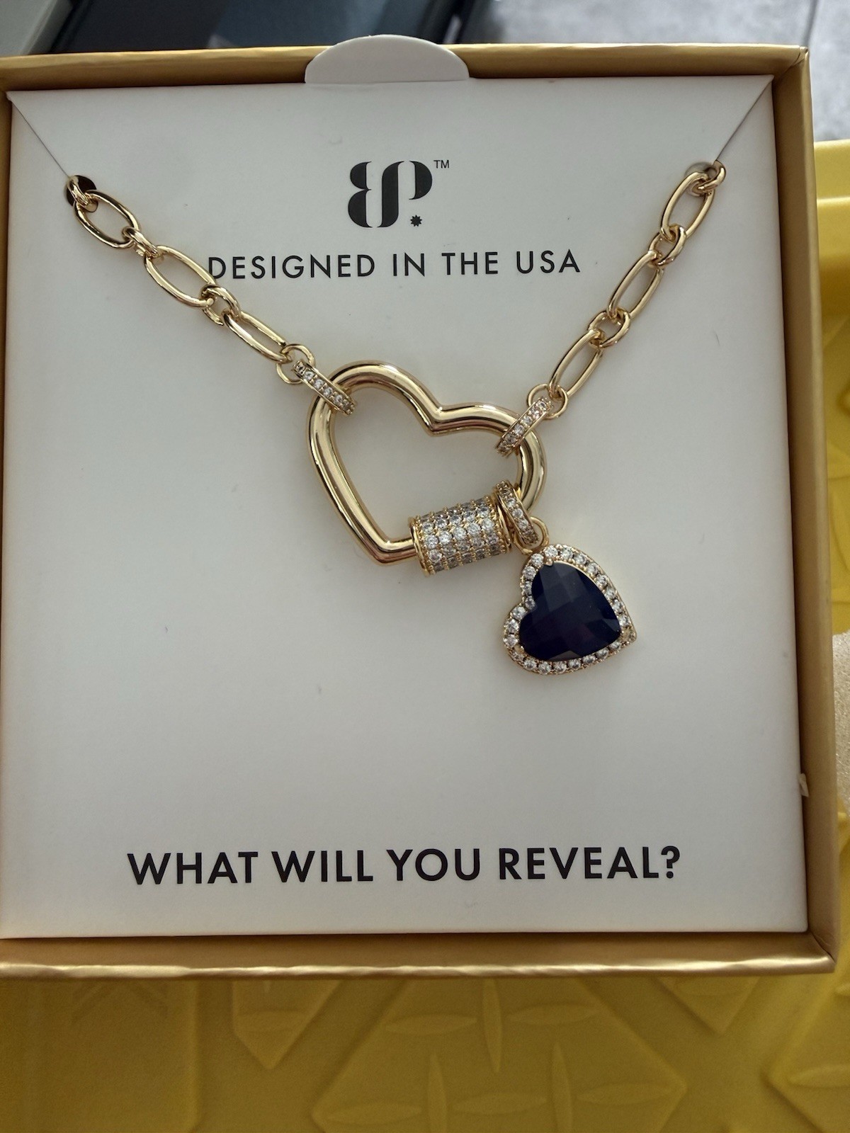 BP Gold Plated Heart Sapphire Pendant Necklace 18-30″ NK87252