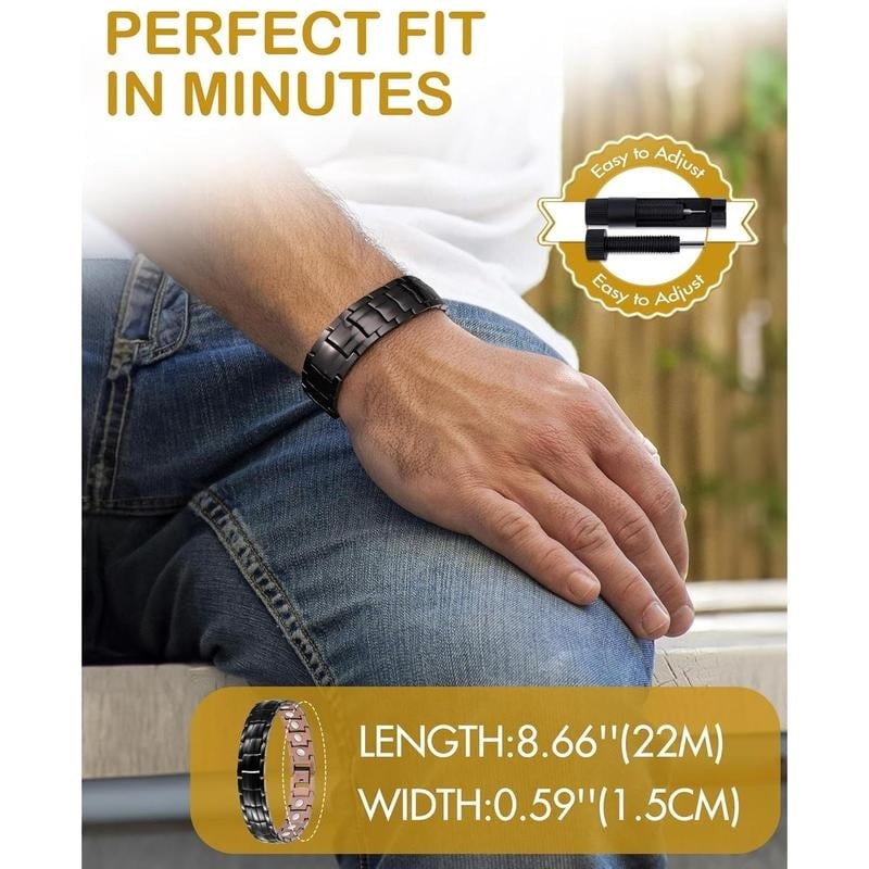 GMOX Men’s Copper Bracelet,3X Strength 99.99% Copper Magnetic Adjustable Length