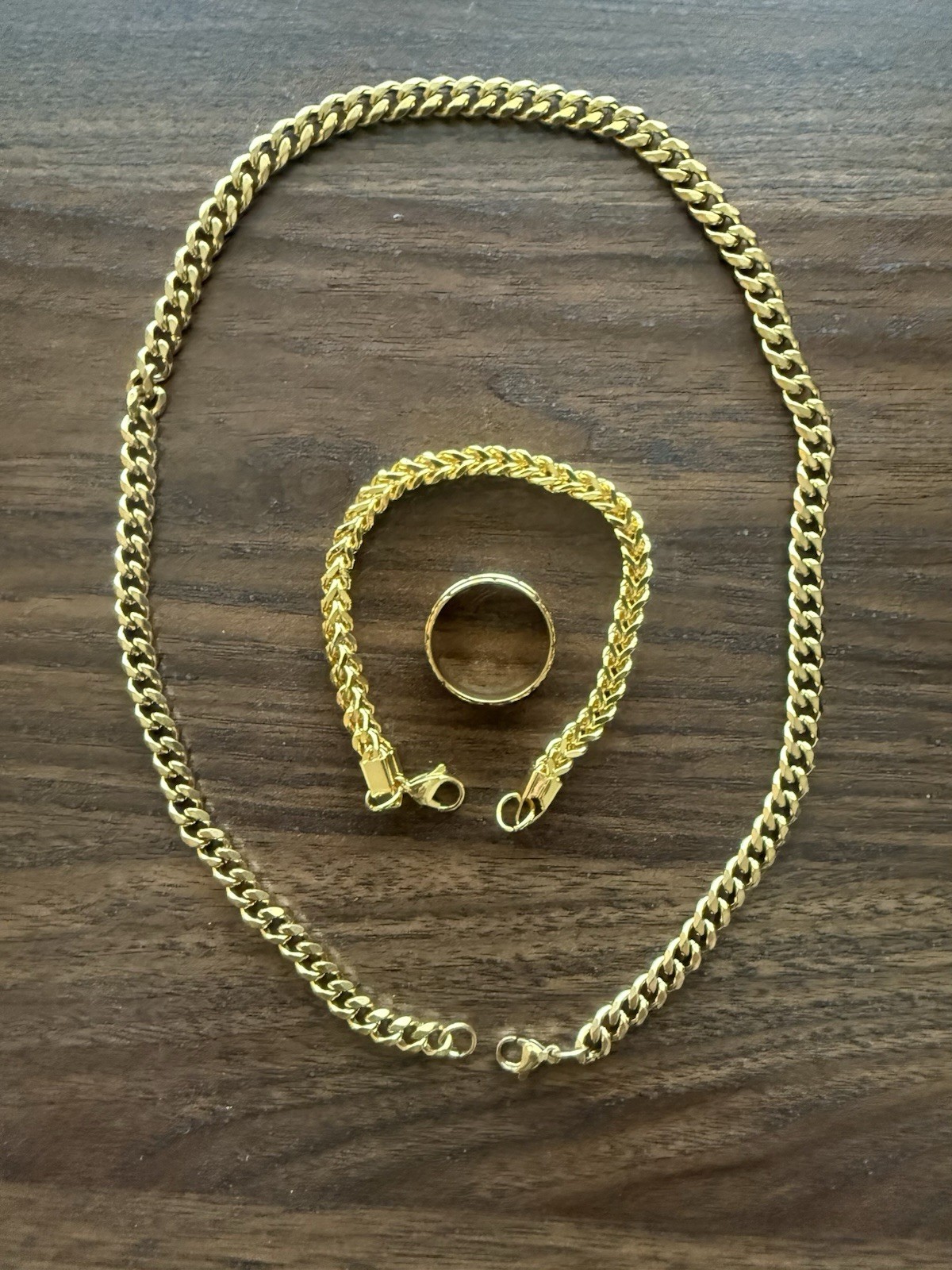 3 PCs Necklace Bracelet Ring Brand New Necklace 7MM 50 CM Chain 8 Inch Fast Ship