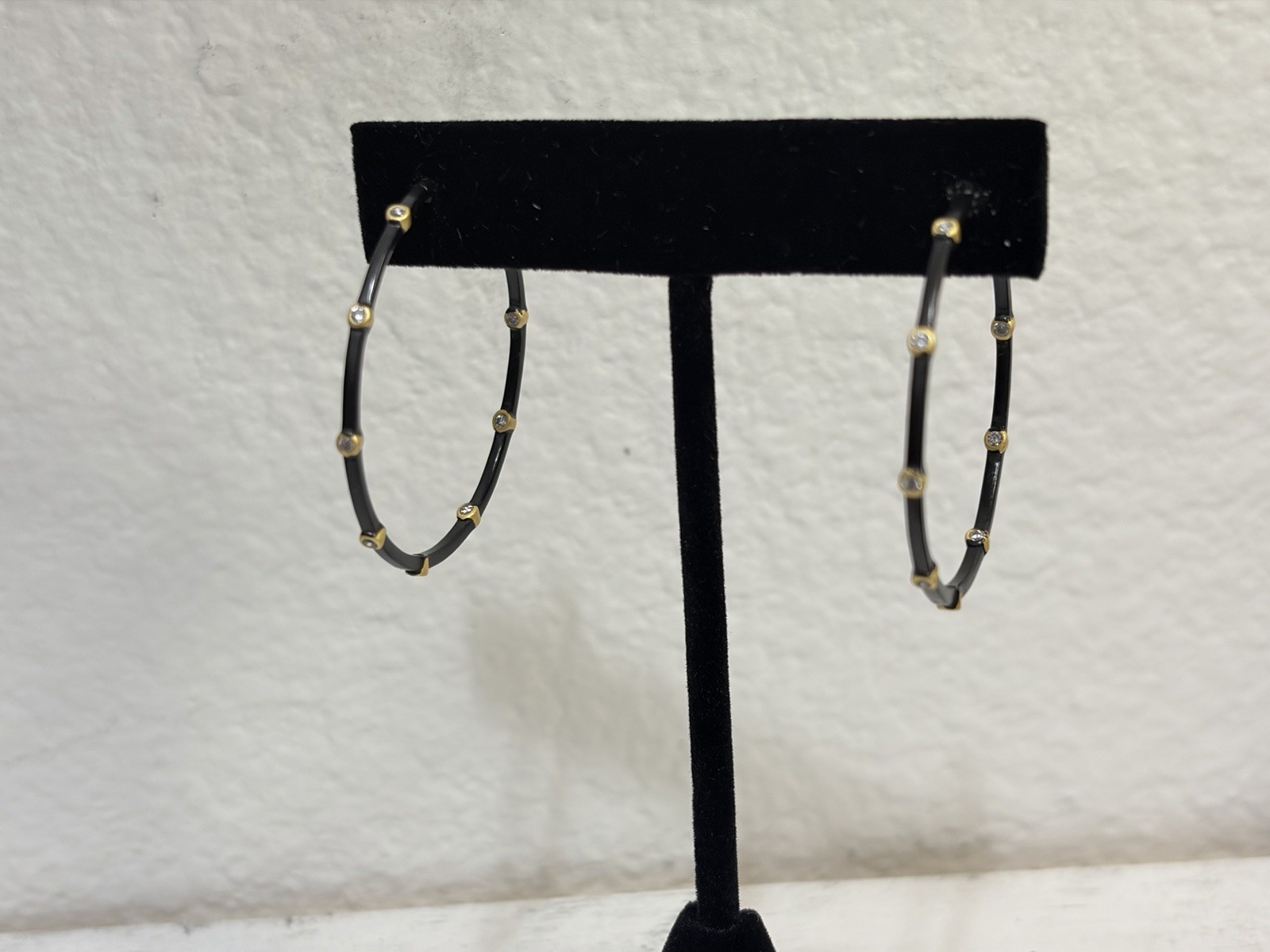 Freida Rothman Sterling Silver 925 Two Tone Push Back Hoops 34mm