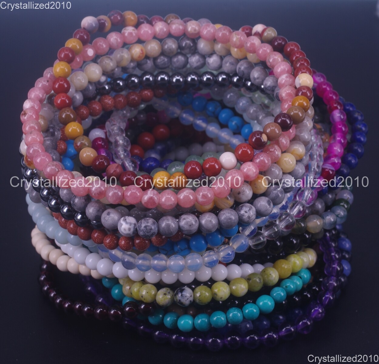 Handmade 4mm AAA Natural Gemstone Round Beads Stretchy Bracelet Healing Reiki 8″